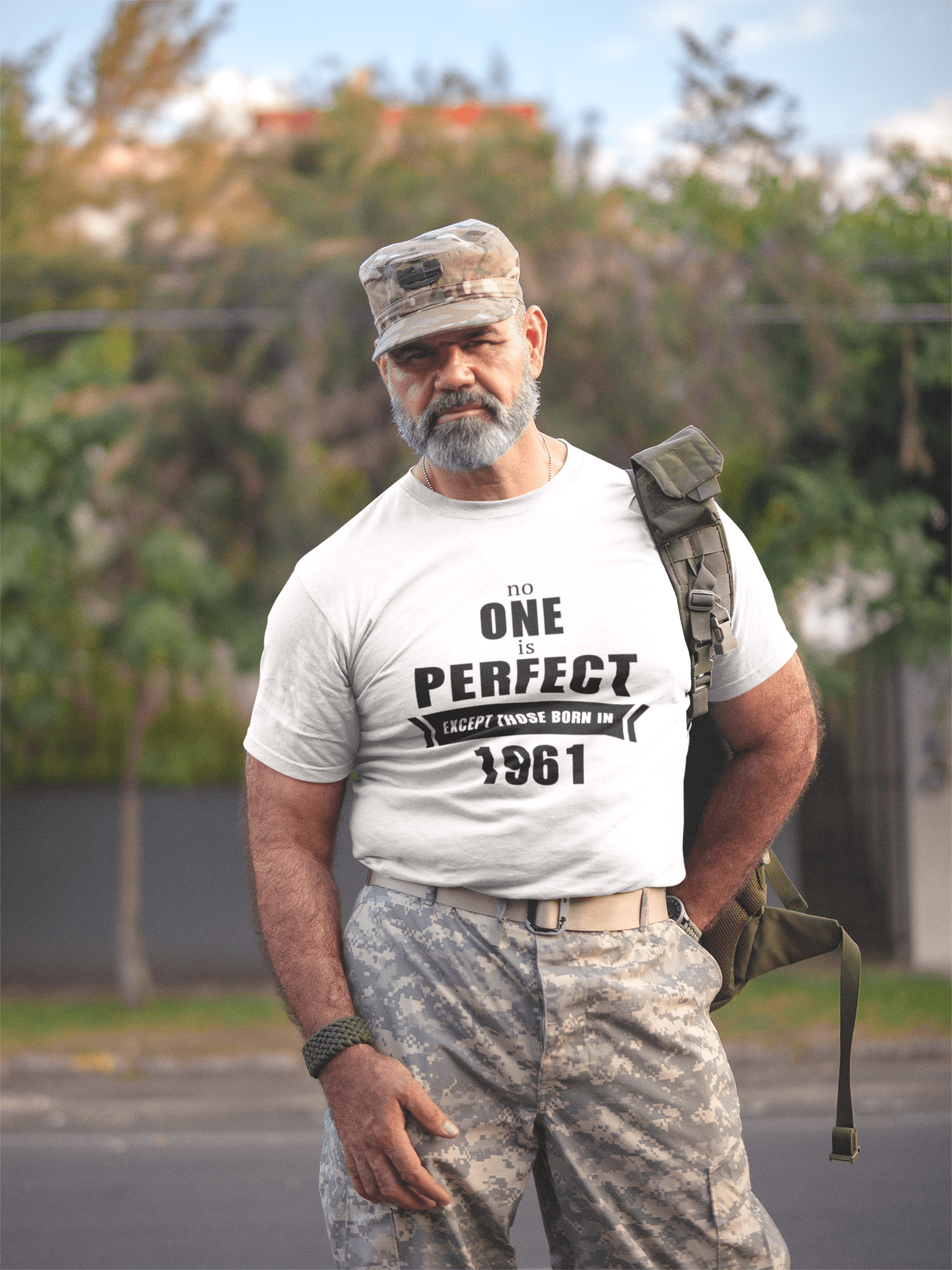 1961, No One Is Perfect, white, Men's Short Sleeve Round Neck T-shirt 00093