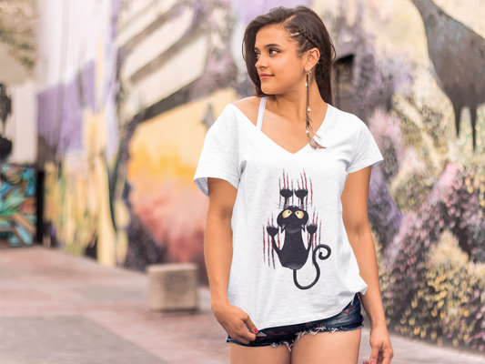 ULTRABASIC Damen T-Shirt Black Cat Stratches – Geschenk für Katzenliebhaber