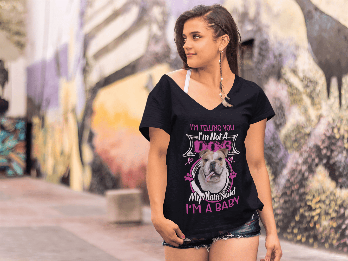 ULTRABASIC Women's T-Shirt I'm Telling You I'm Not a English Bulldog - My Mom Said I'm a Baby - Cute Puppy Dog Lover Tee Shirt