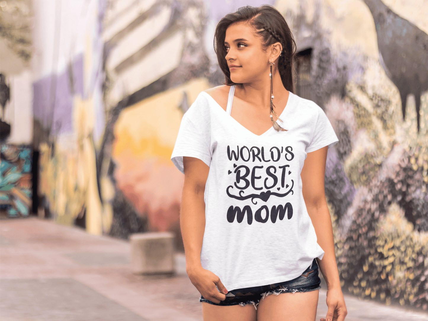 ULTRABASIC Women's T-Shirt World's Best Mom - Short Sleeve Tee Shirt Tops