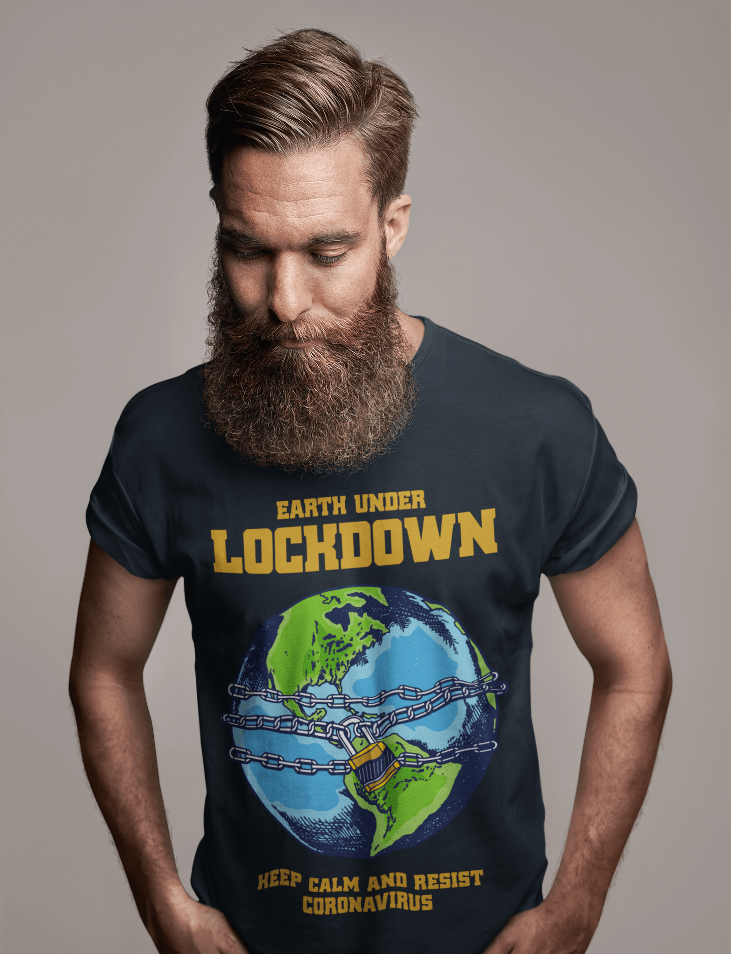 Unisex Adult T-Shirt Earth Under Lockdown Coronavirus Shirt