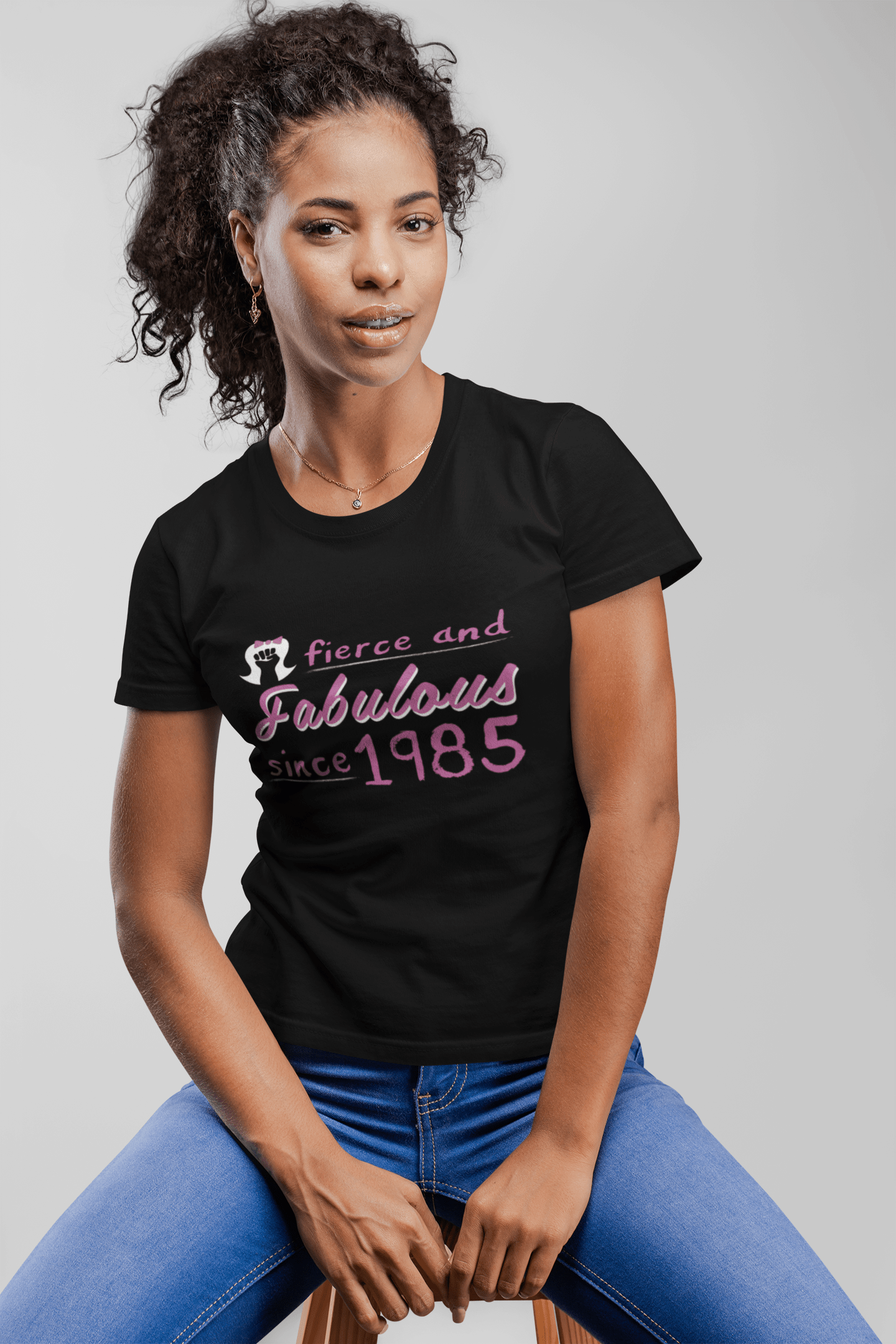 Fierce and Fabulous Since 1985 Damen T-Shirt Schwarz Geburtstagsgeschenk 00423