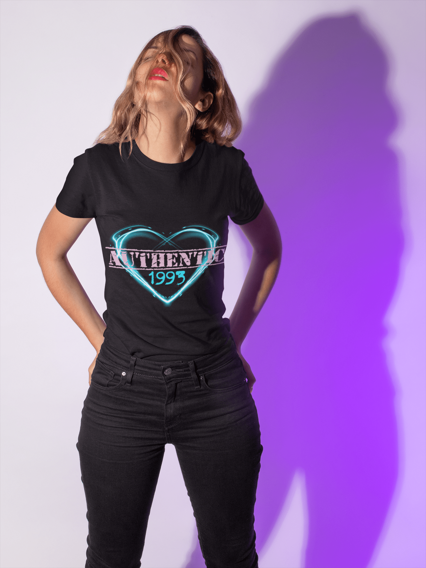 23. Geburtstag, Geschenk für sie, authentisch 1993, T-Shirt für Frauen, T-Shirt-Geschenk, schwarz 00158