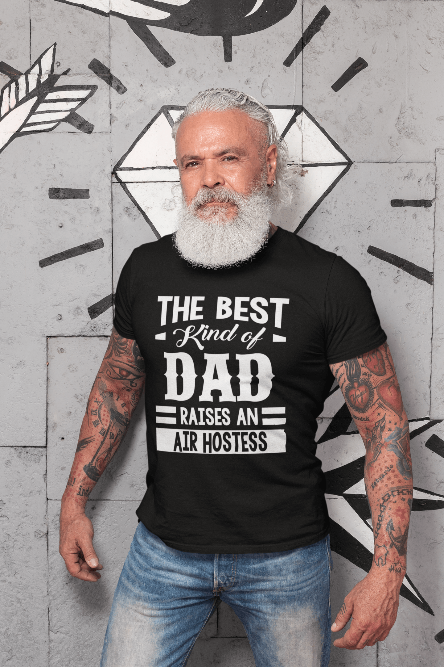 ULTRABASIC Herren-Grafik-T-Shirt „Dad Raises an Stewardess“.