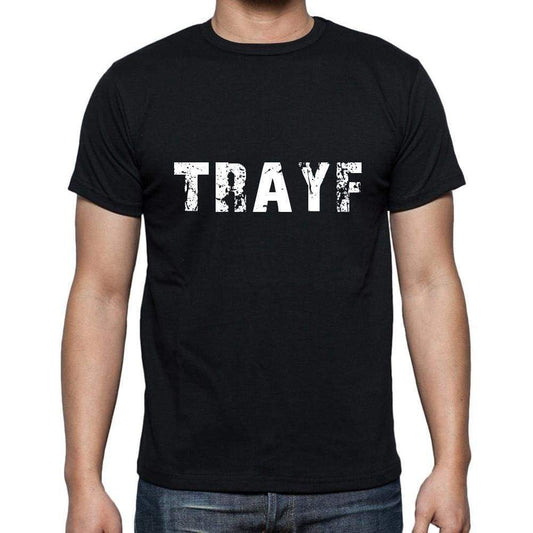 Trayf Mens Short Sleeve Round Neck T-Shirt 5 Letters Black Word 00006 - Casual