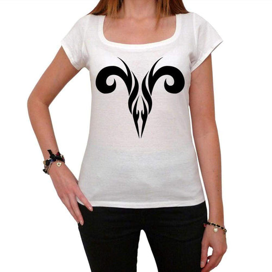 Tribal Aries Skull Tattoo Womens Short Sleeve Scoop Neck Tee 00161