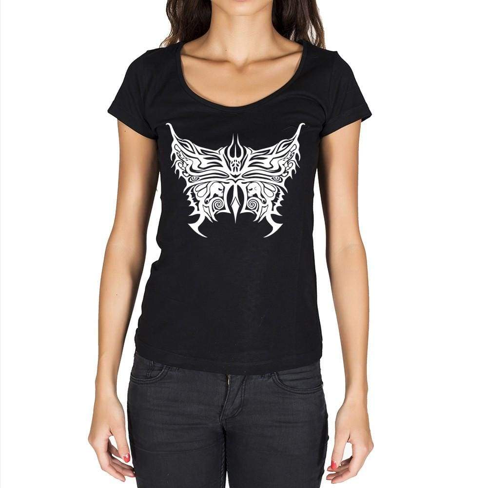 Trible Butterflies And Roses Tattoo Black Gift Tshirt Black Womens T-Shirt 00165