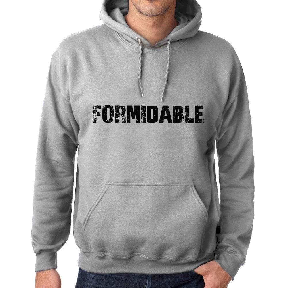 Unisex Printed Graphic Cotton Hoodie Popular Words Formidable Grey Marl - Grey Marl / Xs / Cotton - Hoodies