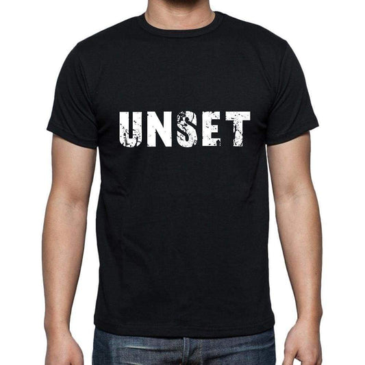 Unset Mens Short Sleeve Round Neck T-Shirt 5 Letters Black Word 00006 - Casual