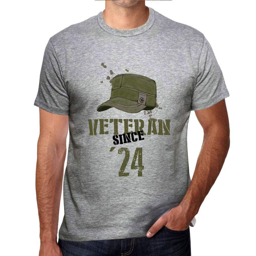 Veteran Since 24 Mens T-Shirt Grey Birthday Gift 00435 - Grey / S - Casual