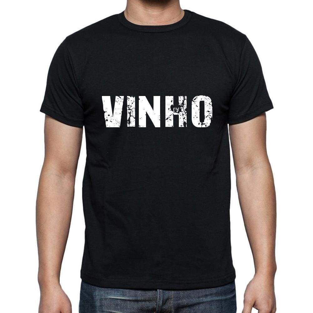 Vinho Mens Short Sleeve Round Neck T-Shirt 5 Letters Black Word 00006 - Casual