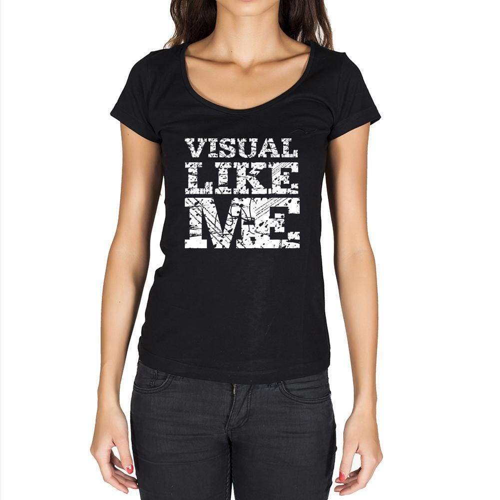 Visual Like Me Black Womens Short Sleeve Round Neck T-Shirt - Black / Xs - Casual