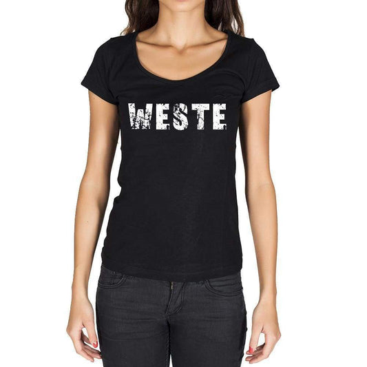 Weste German Cities Black Womens Short Sleeve Round Neck T-Shirt 00002 - Casual
