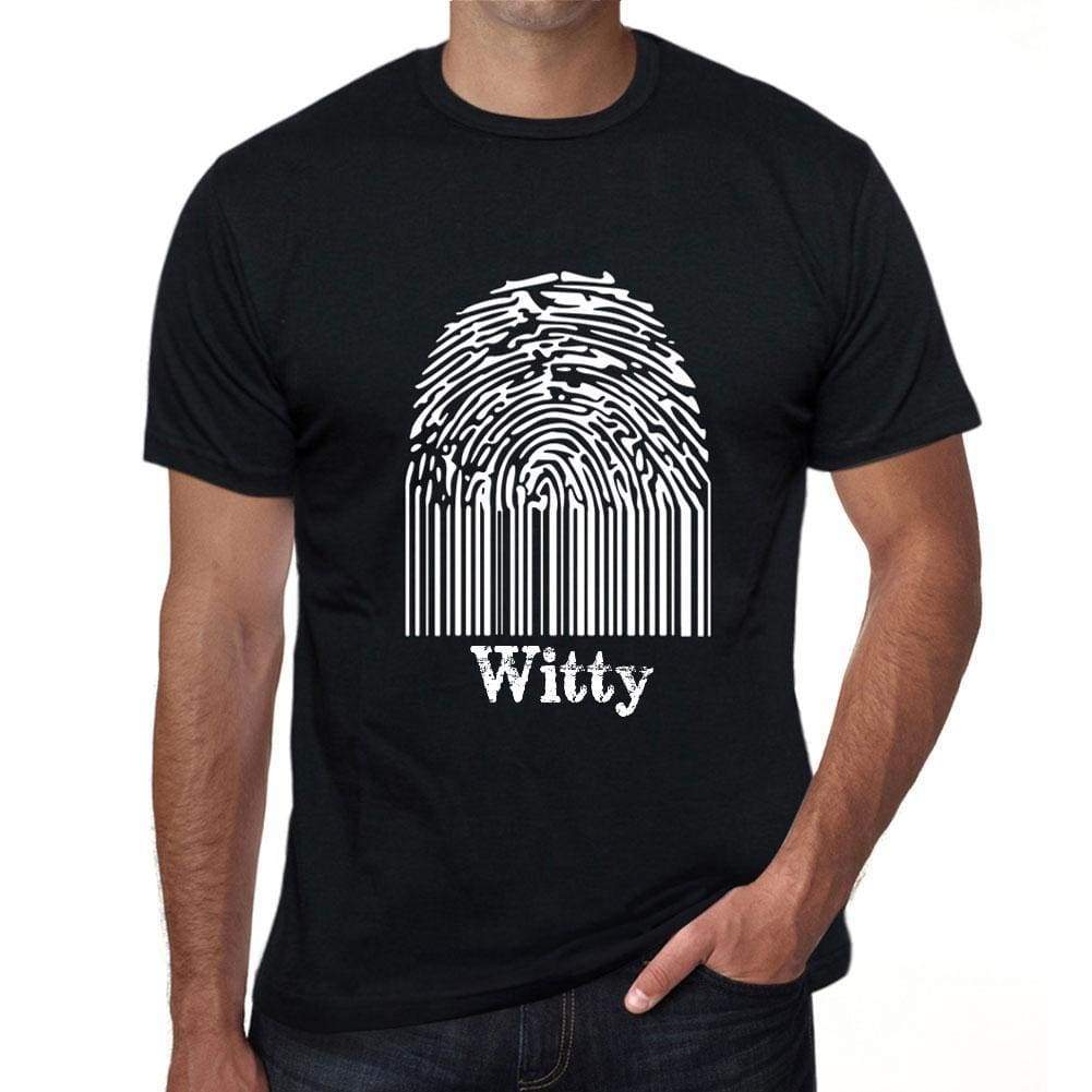 Witty Fingerprint Black Mens Short Sleeve Round Neck T-Shirt Gift T-Shirt 00308 - Black / S - Casual