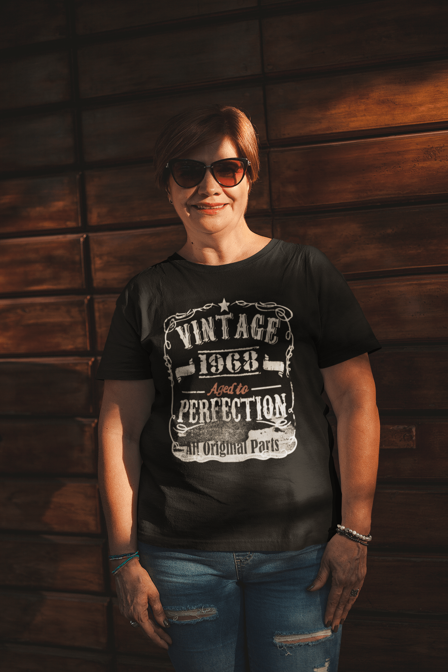 1968 Vintage Aged to Perfection Damen T-Shirt Schwarz Geburtstagsgeschenk 00492